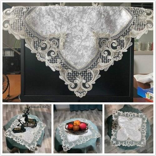 European Square Velvet Embroidered Border Placemat Fruit Plate Cushion Coaster Furniture Computer Dust Cover Christmas Table Mat