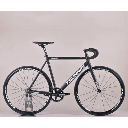 TSUNAMI Fixed Gear Bicycle Flat Spokes Wheels Aluminum Alloy Frame Single Speed Fixie Track Bike V Brake Customizable Rim