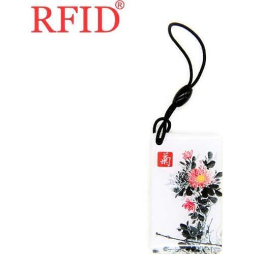 ID 125Khz EM4100 TK4100 Read Only Chinese Chrysanthemum Keychain RFID Key Fob Card Token Tag Access Control Card Fast Shipping 1