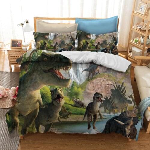 3D Bed Linen Green Twin Queen King Duvet Cover Set Dinosaur Twin Full Bedding Set For Adult Child Kids Home Bedclothes Cotton