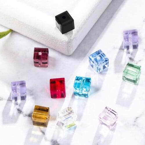 Crystal AB Color Square Rhinestone Beads Colorful Jewelry Making DIY Accessories Glass Loose Beads With Hole Bracelet Decoration