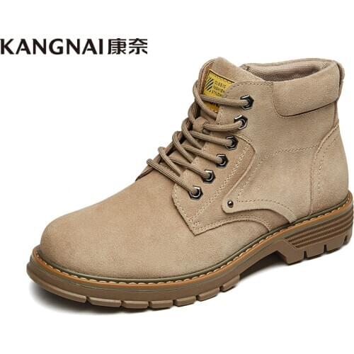 KANGNAI Mens ’Boots Military Boots Zipper Man Ankle Boots Martins Outdoor Cow Suede Casual Winter Shoes