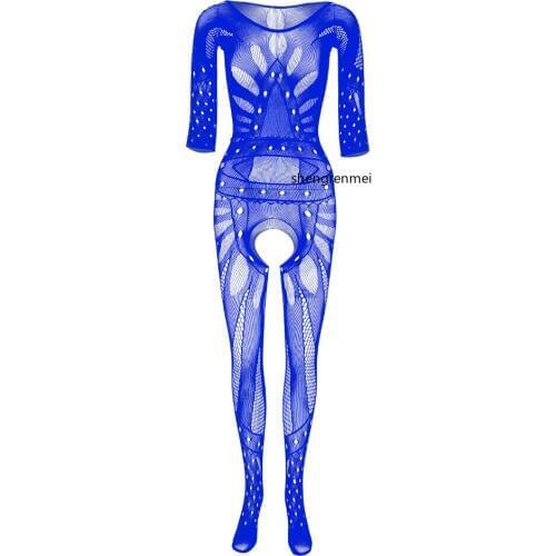 Mens Jumpsuit Long Sleeve Bodystockings Man Fishnet Bodysuit Gay Gentleman Sleepwear Hot Men Crotchless Nightwear Sexy Costumes