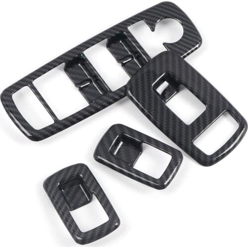 Car Carbon Fiber Window Lift Switch Panel Cover Trim Frame Sticker for Dodge Ram 1500 2019 2020 Accessories