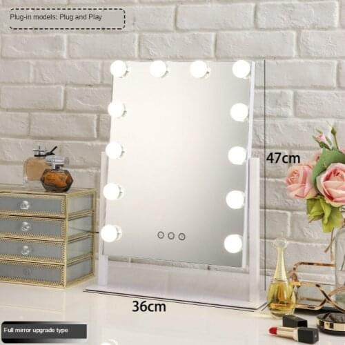 Desktop Makeup Mirror LED Light Dressing Table Oversized Mirror with Bulb Desktop Mirror Internet Celebrity Bedroom Fill Light