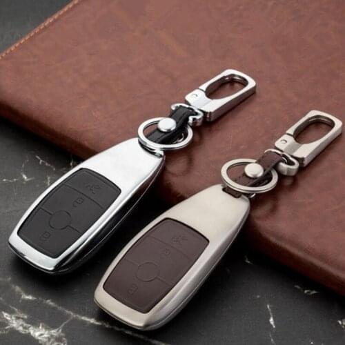 Genuine Leather Zinc alloy Car Key Case Cover For Benz W203 W210 W211 Amg W204 C E S Cls Clk Cla Slk Classe Smart Car Keychain