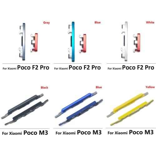 New Side Volume Button + Power ON / OFF Buttton Key Set For Xiaomi Poco M3 F2 Pro External Plastic Button