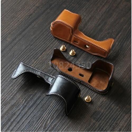 Camera Half Bag Body Leather Camera Bag Half Body Cover With Hand Strap for Sony A7M2 A7RII A6300 A6000 A6500 A5000 A5100 A7II