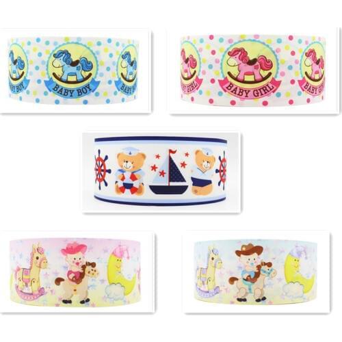 Q&N ribbon 16mm 22mm 25mm 38mm 50mm 75mm horse printed grosgrain ribbon webbing 50yards/roll for hair tie free shipping