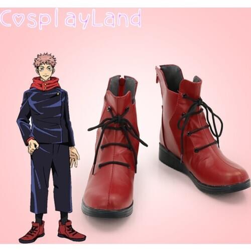 Anime Cosplay Jujutsu Kaisen Yuji Itadori Red Cosplay Boots Shoes Cosplay Accessories Halloween Party Shoes Costumes