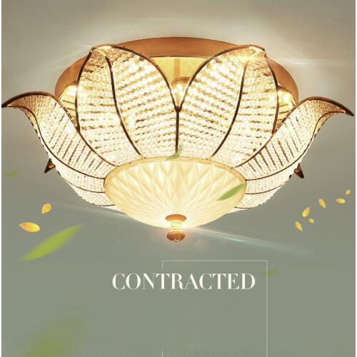 LED Modern Crystal Ceiling Lamps European Crystal Sunflower Ceiling Lights Fixture Romantic Indoor Lighting 3 Colors Dimmable