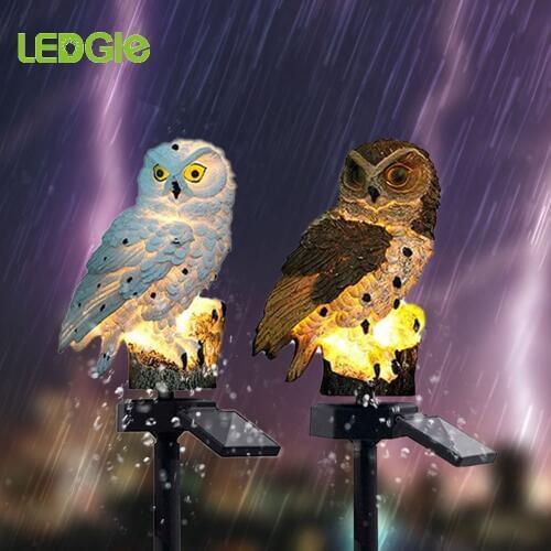 LEDGLE Led Solar Power Outdoor Garden Waterproof Owl Stake Lawn Light Exterior Night Lights Owl Shape Solar Powered Energia Lamp