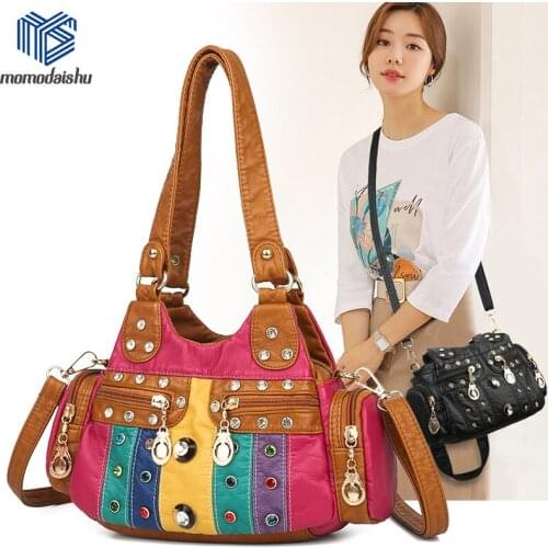 Large Capacity Bags For Women 2021 Shoulder Tote Bag Washed PU Luxury Bags Soft Messenger Casual Handbags Top-Handle Bags