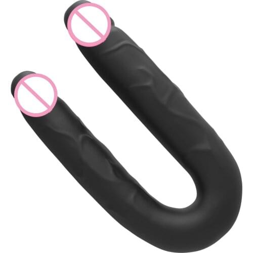 Adult sex toys silicone large double-headed dragon trombone penis lesbian female masturbator U-shaped sex toy