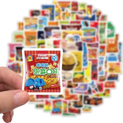 90Pcs/Lot Funny Brand Snacks And Drinks Graffiti Stickers For Laptop Car Pad Luggage Phone Bicycle Decal Toy Sticker