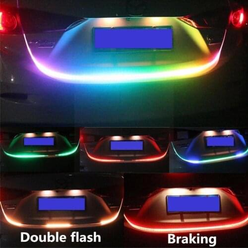 Car Rear Trunk Tail Light 120/150cm Colorful Dynamic Strip Follow LED Signal Brake Reverse Turn Auto 12v Additional Lamp Wa W9R5