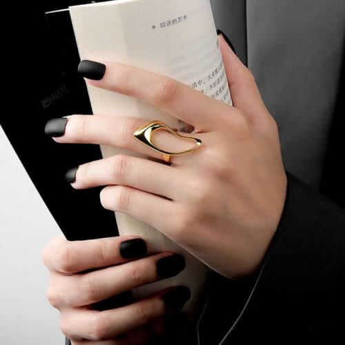 VENTFILLE 925 Sterling Silver Geometric Hollow Ring Female Fashion Smooth Exaggerated Exquisite Elegant Jewelry Accessories Gift