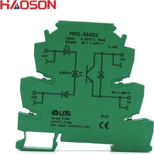 1pc MRD-060D2 Solid State Relay Module 2A DC Controlled 24V Ultra-thin Port relay ,Input 2A: 5V 12V 24V DC AC SSR,ternimal block