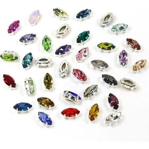 10*5mm Horse Eye Glass cristal Rhinestones With Claw Sew On rhinestone appliques Strass glitter stones For needlework Clothes