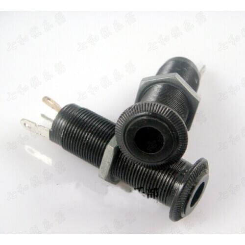 10 Pieces Black Guitar Bass Threaded Cylinder output Input Jack Plug Socket 1/4" 6.35mm Pickup output jack Free Shipping