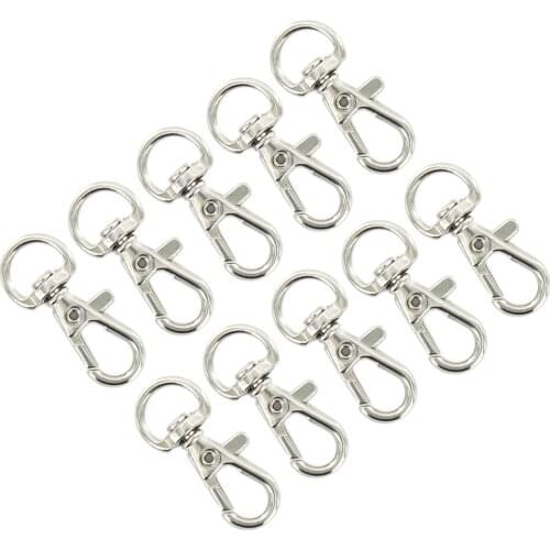 10pcs Iron Swivel Trigger Snap Hooks Keychain Accessories Silver 12mm x 30mm