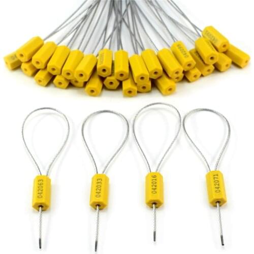 100Pcs Tite Steel Security Cable Wire Seals Numbered Tamper Proof Security Tags Disposable Self-Locking Pad-Lock Trailer Tags