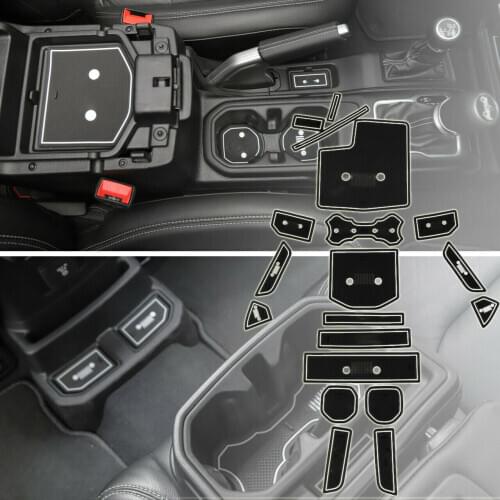 19pcs Interior Non-slip Door Slot Mat Pad Cup Holder For 2018 for Jeep Wrangler JL