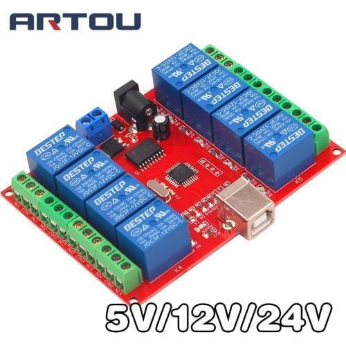 5V 12V 24V 8 Channel Programmable Relay Module USB Computer Control For Smart Home
