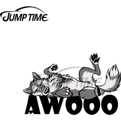 JumpTime 13 x 3.2cm Lazy AWOO Feral Wolf Car Stickers Windows Waterproof Decal Motorcycle Helmet Fine Laptop Bumper Decoration