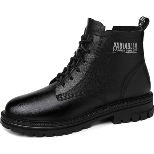 Round Toe Square Heel Martin Boots Lace-Up Pure Color Short Boots Water Platform WomenS Shoes