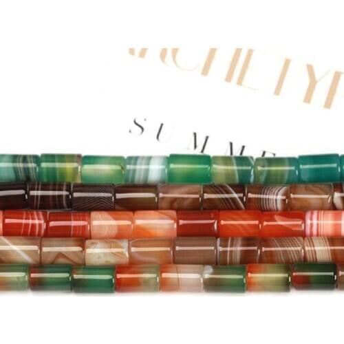 Natural Banded Agates Stone Loose Beads High Quality 8x12mm Column Shape Gem Necklace Bracelet Jewelry Making Accessories wk249