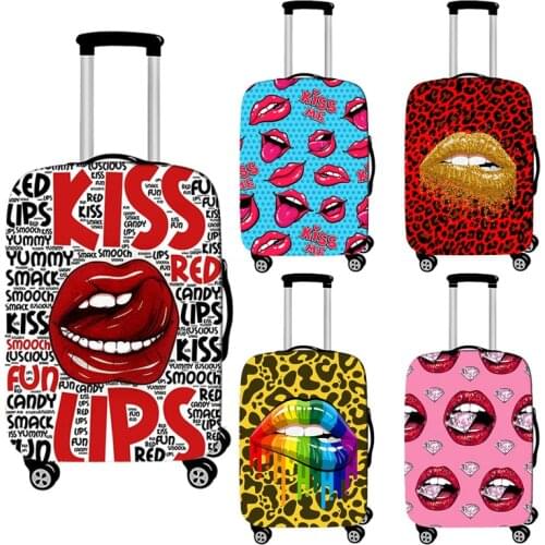 Fashion Sexy lips Suitcase Cover High Elastic Travel Accessories 18-32 inch Luggage Protective Cover Washable Luggage Cover