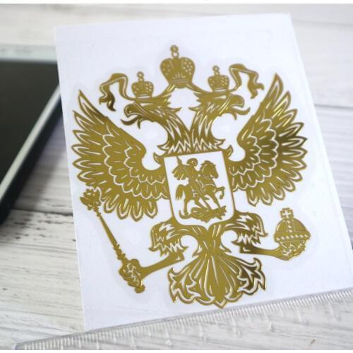 CK2725#34*39 mm 3D Coat of Arms of Russia Nickel Metal car sticker Russian Federation Eagle Emblem car auto stickers for car