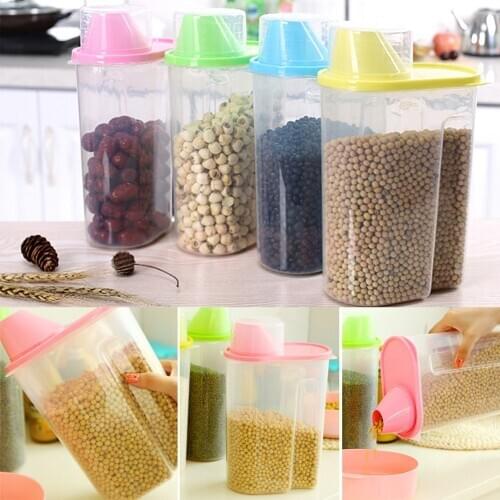 S-home Dried Food Cereal Flour Pasta Food Storage Dispenser Rice Container Sealed Box 1.9L