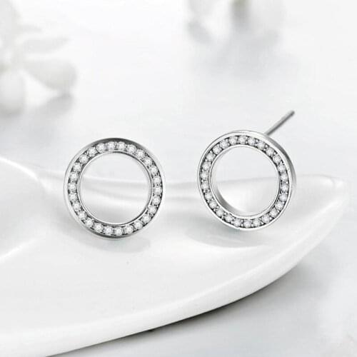Huitan Delicate Round Circle Earrings with Cubic Zirconia Women Stylish Accessories for Wedding Fancy Girl Jewelry Drop Shipping