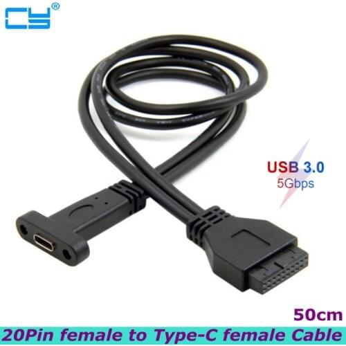 0cm Type C USB-C Female to USB 3.0 Motherboard 20Pin Panel Mount Cable With Rear PCI Back Panel Expansion Bracket
