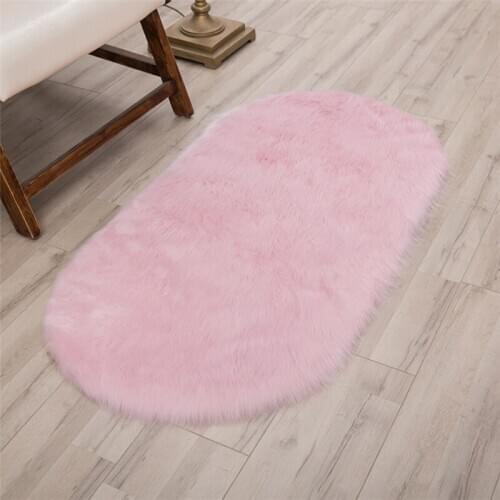 50 × 80cm bedroom sheepskin carpet living room Plush floor mat Pink Oval soft comfortable fluffy carpet yoga mat
