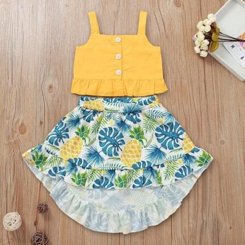 Summer Girls Set Cotton Girl Vest + Skirt 2PCS Children Suit Kids Clothes