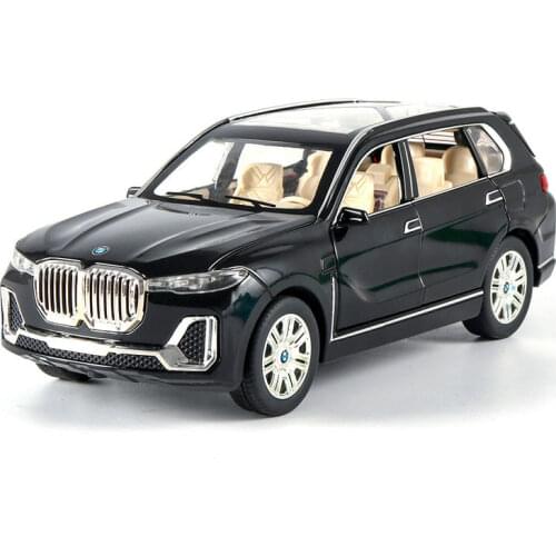 Alloy Diecast Model Car 1/24 X7 SUV High Simulation Off-road Metal Car 6 Doors Opened With Lights Toys Vehicles For Kid Children