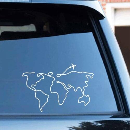 Cute World Map Car Decal Sticker Decoration Sticker For Car Side Mirror Rearview Diy Your Own Personalized Car