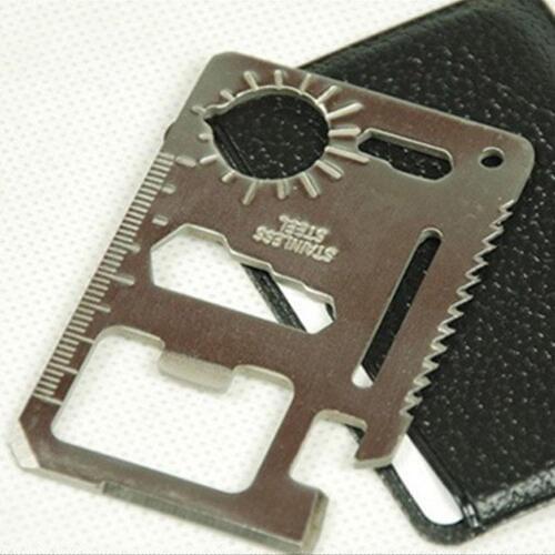 Multi Tools 11 in 1 Multifunction Credit Card Knife Outdoor Hunting Survival Camping Pocket Knife Tactical Tools+Leather Pouch