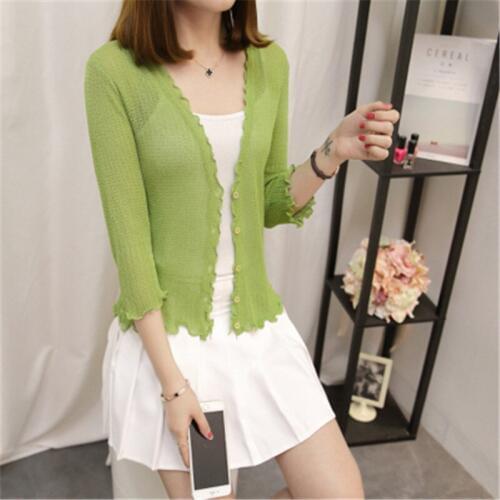 Fashion 2019 Spring And Summer New Style Pure Color Ice Silk Cardigan Summer Short Style Air Conditioning Knitted Coat PZ301