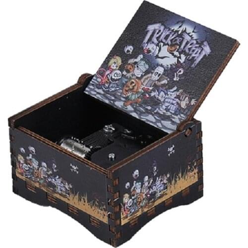 Music Box Halloween Christmas Beauty and the Beast Queen Theme Wooden Hand-cranked Music Box Home Decoration Gift New Year Gift