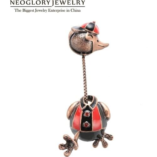 Neoglory Funny Enamel Animal Long neck Duck Brooches for Women Men Trendy Unique Personality Jewelry Birthday Gifts Souvenir