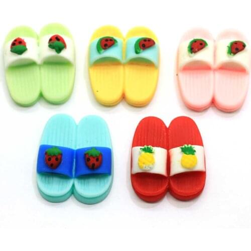 New Simulation Mini Fruit Slippers Flatback Resin Kawaii Cabochons DIY Scrapbook Hair Bows Center
