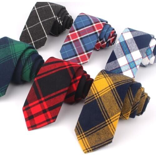 New Cotton Ties Casual Plaid Neck Tie For Wedding Business Suits Skinny Tie For Men Check Slim Necktie Gravatas Neck Wear