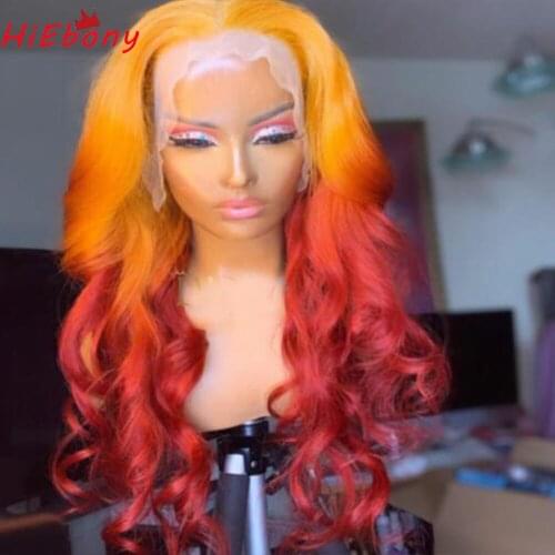 Preplucked Lace Front Wig Yellow Root Ombre Wave Glueless Remy Hair Lace Front Wigs Deep Parting 13x4 Lace Wigs with Baby Hair