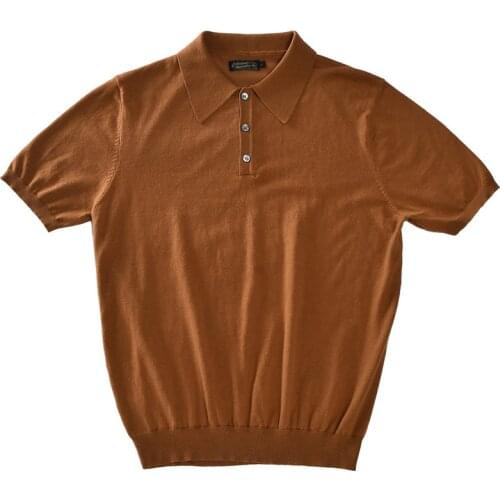 Mens Polo Knitted Shirt Short Sleeves Designer Shirt Tennis Golf Wear Vintage Male Clothing Top High Quality and Brand