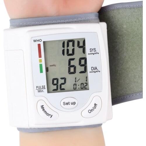 Wrist Sphygmomanometer Automatic Digital LCD Display Wrist Blood Pressure Monitor Heart Beat Rate Pulse Meter Measure White