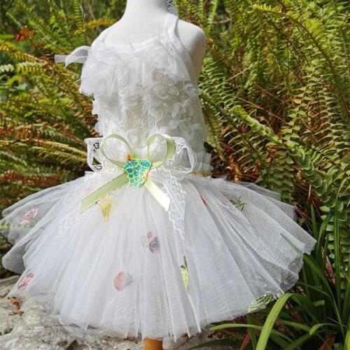 Puppy Dog High-end Fashion White Lace Tutu Dress Pet Clothes Summer Sling Princess Girl Dresses Yorkshire Poodle Outerwear XS-XL